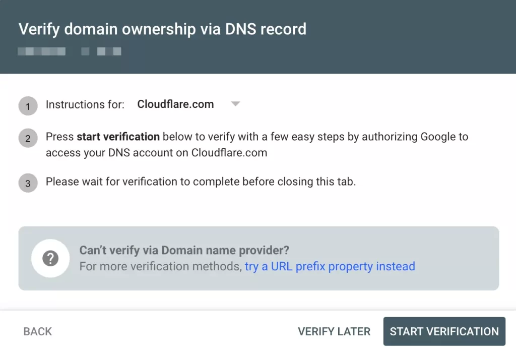 Google Search Console DNS验证示例