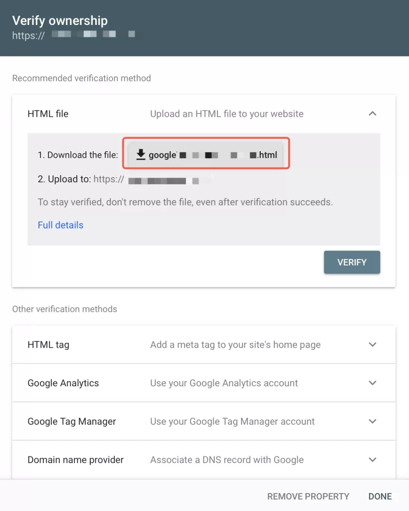 Google Search Console HTML文件验证示例