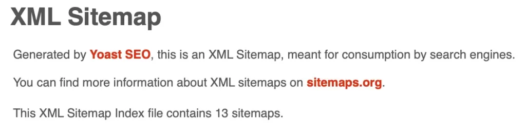 XML sitemap 站点地图示例