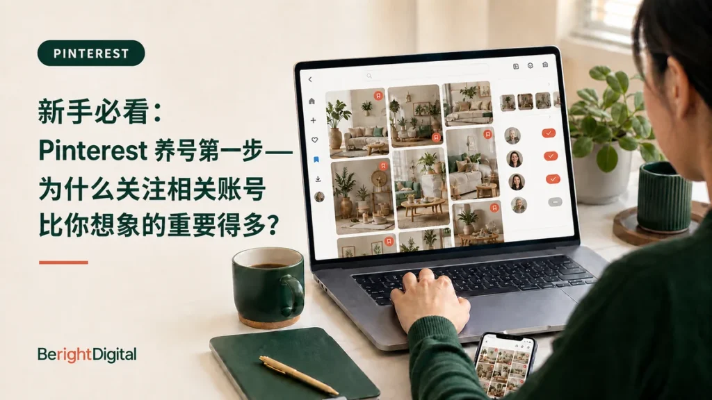 新手在 Pinterest 上关注同领域相关账号，帮助平台识别账号定位