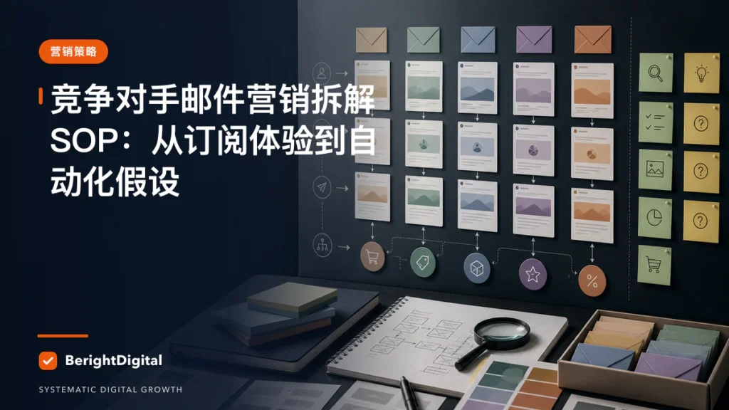 竞争对手邮件营销拆解 SOP：从订阅体验到自动化假设封面图，展示邮件营销、自动化与外联工作流程