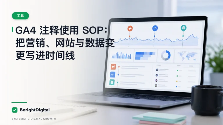 GA4 注释使用 SOP：把营销、网站与数据变更写进时间线封面图，展示网站分析仪表板、数据追踪与报告流程